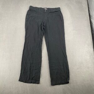 SO Heritage Womens Black Linen Blend Straight Leg Pants Size Large L Elastic